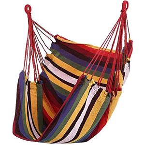 HERCHR Sedia Amaca Macrame Altalena Appesa Tela Sedia Amaca Sospesa Sedia a Strisce Colorate Altalena Appesa a Corda per Interni