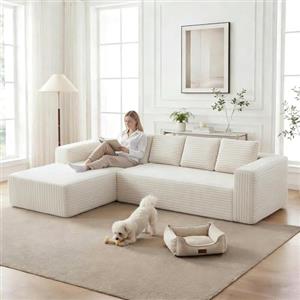 Yihomfy Divano ad angolo convertibile, 250 cm, divano letto angolare modulare a forma di L, divano compresso, divano a 3 posti modulare con cuscini, tasca laterale, divano a 2 posti + angolo