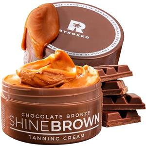 BYROKKO SHINEBROWN BYROKKO Shine Brown Chocolate Bronze Acceleratore Abbronzatura (200 ml), crema per lettini solari e sole, azione rapida per abbronzatura intensa color cioccolato