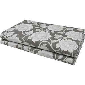 VKZ Copriletto Granfoulard 180 x 280 cm, Telo Copritutto Multiuso per Letto e Divano, Gran Foulard per Divano, Fantasia Floreale Grigio