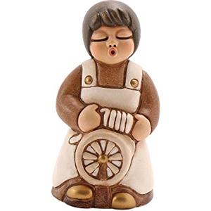 THUN - Donna Tessitrice con Arcolaio - Versione Bianca - Statuine Presepe Classico - Ceramica - I Classici