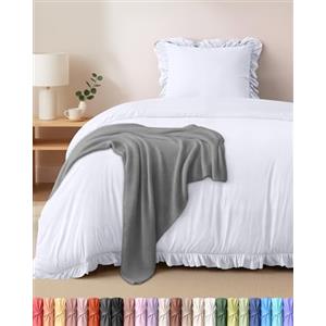 Utopia Bedding Copripiumino a Volant Singolo - Copripiumino in microfibra 135x200 cm + Federa 80x80 cm - Bianco