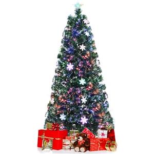 KOMFOTTEU Albero di Natale Artificiale 90/120/150/180 cm, Albero di Natale con Luci LED Incorporate e Base, Christmas Tree in PVC, per Casa, Negozio, Ufficio, Feste (L)