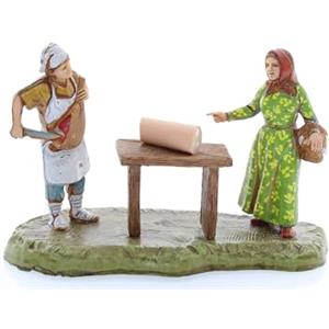 Moranduzzo Salumiere per Presepe da Cm 6 Scala 1:32 - MINI 6 - Statuina Indistruttibile, Stile '700, Rifinita a Mano, Scultore M. Landi, Made in Italy