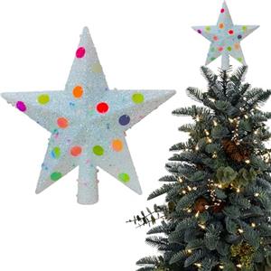LETTERASHQP Puntale per albero di Natale, puntale per albero di Natale, stelle per albero di Natale, decorazioni natalizie, puntale a stella per albero di Natale, puntale a stella per albero di Natale, puntale a