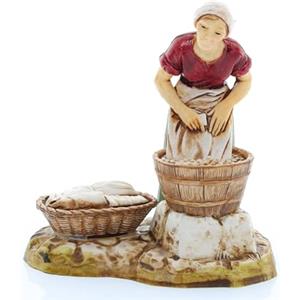 Moranduzzo Lavandaia per Presepe da Cm 10 Scala 1:20 - Statuine Presepe Indistruttibili - Stile 700', Pittura Rifinita a Mano, Prodotto Ufficiale, Made in Italy, Scultore M. Landi