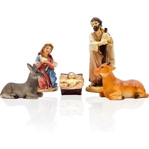 Gesar art in progress Gesar Statuine Presepe 11 cm 5 Pezzi - Set 5 Pezzi Presepe in Resina 11 cm - Personaggi Presepi - Presepe Statuine in Personaggi Dipinti a Mano - Natività Natalizie