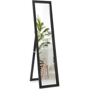 LIFEZEAL 2 in 1 Specchio da Parete, da Terra Lungo, Specchio da Pavimento Ingresso Senza Carda Specchiera Rettangolare, 155x37cm per Soggiorno, Camera da letto, Bagno, Moderno, Elegante (nero)