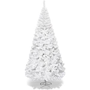 LIFEZEAL Albero di Natale Artificiale 240cm, Bianco, Innevato, Abete Natalizio Foltissimo, 1138 Rami, Christmas Tree, in PVC, Base Pieghevole in Metallo, Realistico, Interno, Esterno, Montaggio Facile