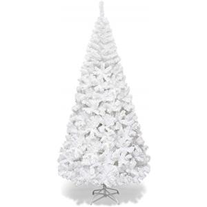 LIFEZEAL Albero di Natale Artificiale 210 cm, Bianco, Innevato, Abete Natalizio Foltissimo, 950 Rami, Christmas Tree, in PVC, Base Pieghevole in Metallo, Realistico, Interno, Esterno, Montaggio Facile