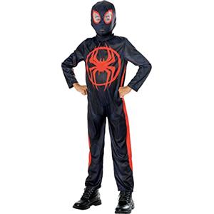 Rubie's Rubies Costume Miles Morales Spider-verse classico per ragazzi e ragazze, tuta stampata e maschera, ufficiale Marvel per Carnevale, Halloween, Natale e compleanno