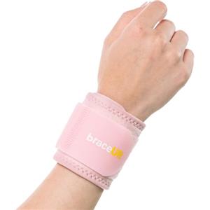 BraceUP Fascia Polso a Compressione - Supporto Polso Regolabile per Palestra, Tennis, Allenamento e Sport - Fascia Stabilizzante Taglia Unica per Uomo e Donna (Rosa)