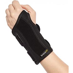 BraceUP Tutore Polso, Fascia Polso Mano Destra e Sinistra - Stecca Polso per Tunnel Carpale, Uso Diurno e Notturno, per Alleviare il Dolore e l'artrite (Mano Sinistra, S/M)
