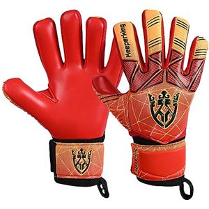 Keeperking Guanti da portiere per adulti, bambini e giovani, con e senza protezione delle dita, guanti da calcio rimovibili fingersave 4mm unisex (3, Rosso - Rimovibile FS)