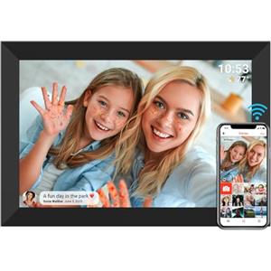 dxmart FRAMEO - Cornice per foto digitale WiFi da 32 GB, schermo LCD Touch WXGA IPS da 10,1", cornice per foto Smart Cloud con rotazione automatica, condivisione dei momenti tramite l'app Frameo