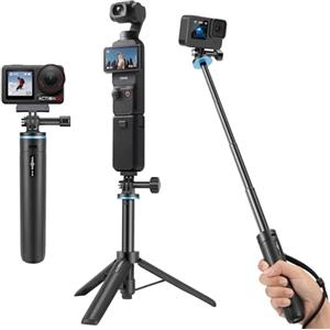 Vkesen Mini Treppiede con Bastone Selfie Telescopico da 51cm Integrato per GoPro Hero 13/12/11/10/9, DJI Osmo Action 5 Pro/4, Insta360 Ace Pro e altre Action Camera