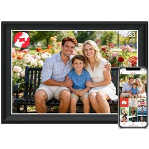dxmart FRAMEO 64 GB FHD Touch Screen 11 pollici Cornice digitale WiFi Smart 1920x1280 FHD Touch Screen IPS, autorotazione, supporto scheda SD su unità USB, 2,4/5 GHz, controllo app tramite Frameo, ideale