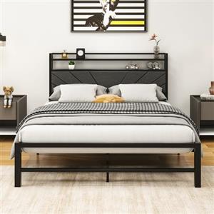 VERFARM Letto imbottito 140 x 200 cm, struttura letto singolo, letto matrimoniale con rete a doghe, robusto supporto per doghe in acciaio, telaio 140 x 200 cm