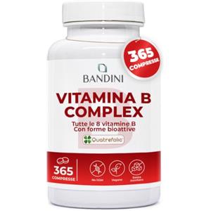 Bandini® Vitamina B Complex ad Alto Dosaggio, 365 Compresse (+1 Anno), Vitamin B-Complex, Acido Folico, Biotina e Gruppo B1, B2, B3, B5, B6, B12 | Complesso 100% Vegan - Energia e Difese Immunitarie
