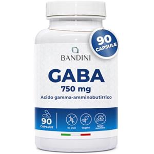 Bandini® GABA Integratore 750mg, 90 Capsule Vegan, Favorisce Sonno, Concentrazione, Rilassamento Fisico e Mentale, Acido Gamma-Aminobutirrico 750 mg per dose giornaliera, Per Stress e Ansia, 45 Giorni