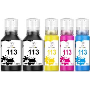 Miss Deer 113 Inchiostro Compatibile per Epson 113 Flaconi di Inchiostro Multipack per ET-5150 ET5150 ET-5170 ET-5800 Pro ET-5850 ET-15000 ET-16650 ET-16600 ET-16150 ET-5100 ET-5160(2BK/1C/1M/1Y)