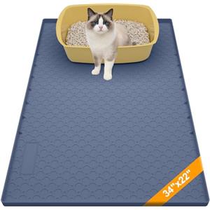 BLESWIN Tappetino in silicone per lettiera per gatti grande 86cm x 56cm,tappetino per gatti per lettiera, antiscivolo e impermeabile, bordi rialzati