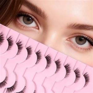 AKARABEAUTYLASHES Ciglia Finte Naturali 10 Paia 3D Mezze Ciglia Finte False Eyelashes Visone Artificiale (BY01)