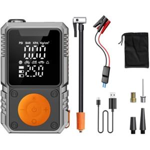 Generic Avviatore di emergenza portatile da 7200 mAh con compressore d'aria da 150 psi, pompa di gonfiaggio per pneumatici per auto, moto, bici, luce LED, verde (4 x 1500 mAh)