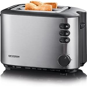 Severin AT2514 Toaster, ca. 850 W, integrierter Brötchen-Röstaufsatz, 2-Scheiben, Edelst