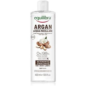 equilibra Viso, Argan Acqua Micellare, Struccante Viso e Occhi a Base di Acido Ialuronico e Tensioattivi di Origine Vegetale, Deterge e Strucca con Delicatezza, 400 ml