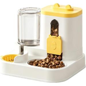 Generico Distributore Automatico Cibo e Acqua 2 in 1 per Gatti e Cani, Mangiatoia con Serbatoio, Ciotole Igieniche con Separatore Asciutto/Umido