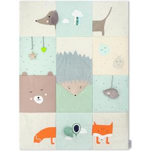 Momi VOLPI Palestrina sensoriale per neonati e bambini piccoli 120 x 160 cm, tappetino da gioco e coperta per gattonare per bambine e bambini, pieghevole a forma di borsa con maniglie per il trasporto