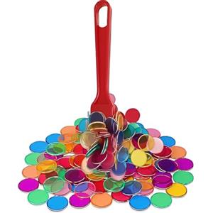 KAFZEL 1 Set Cartelle tombola, Numeri tombola, Pedine per tom-bola, Fiches segnalini di Gioco matematici Trasparenti, Conteggio e Giocattoli matematici con Una Scatola di immagazzinaggio, a
