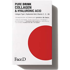 FaceD Face D - Pure Drink Integratore Alimentare da bere con Collagene Acido Ialuronico e Vitamine, 30 stick