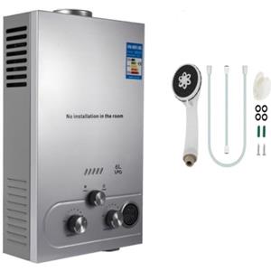 PEIXU 6L 12KW Scaldacqua a Gas Propano GPL Propano Butano Riscaldatori di Acqua a Gas Liquefatto,Scaldabagno Istantaneo Senza Serbatoio, per Campeggio,Camper,Casa,Uscita Dell'acqua Calda 6L/min