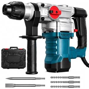 TANIASHOP Trapano Martello Demolitore Perforatore Mandrino SDS Plus 1500W 0-1050 giri/min 4,5J 3 Funzioni Tassellatore con Valigetta 3 Punte 2 Scalpelli impugnatura Antivibrazione