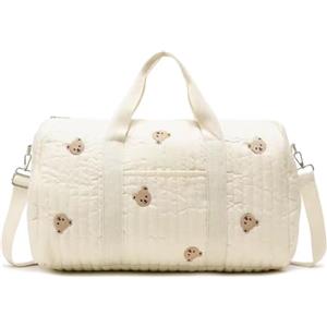 Starnearby Borsa da Viaggio Trapuntata Donna, Borsa per Maternità per la Mamma, Borsone da Weekend Donna Motivo Floreale, Bagaglio a Mano per Parto Ospedale, Palestra (Orso)