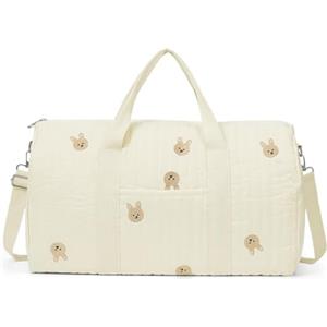 Starnearby Borsa da Viaggio Trapuntata Donna, Borsa per Maternità per la Mamma, Borsone da Weekend Donna Motivo Floreale, Bagaglio a Mano per Parto Ospedale, Palestra (Coniglio)