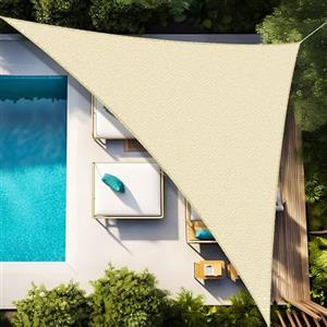 JUQG Vela Parasole Impermeabile Dell'ombrellone 4x4x4m, Tessuto Oxford 420D Vela Ombreggiante, Resistente ai Raggi UV 95%, Vela Ombreggiante per Piscina, Giardino, Terrazza, Parco, Campeggio - Beige