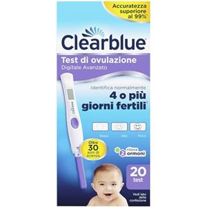 Clearblue Test di ovulazione Clearblue Digitale Avanzato Aumenta le tue possibilità di rimanere incinta,1 portastick digitale e 20 Test di ovulazione, prova l'app GRATUITA Tracker mestruazioni e ciclo Clearblue