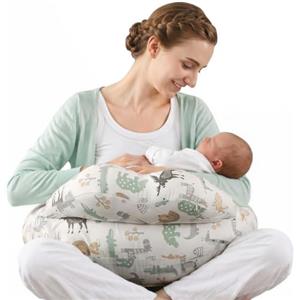 SHANNA Cuscino Allattamento - Multifunzionale Cuscino per Allattamento Forma Ergonomica, Rivestimento in 100% Cotone, Fodera Removibile, Cuscino Maternità per Allattamento Lavabile (Animali)