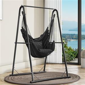 YITAHOME Poltrona sospesa con telaio 105 x 93 x 160 cm, stabile struttura in acciaio, supporto per amaca con altalena sospesa, carico massimo 150 kg, sedia a dondolo con 2 ganci e 2 cuscini per