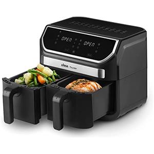 Ufesa Thunder Friggitrice Aria Senza Olio con 2 Vaschette Indipendenti, 9L (4.5L + 4.5L), 11 Programmi, 1700 W, Controllo Digitale, Timer, Temperatura 80ºC - 200ºC, Antiaderente