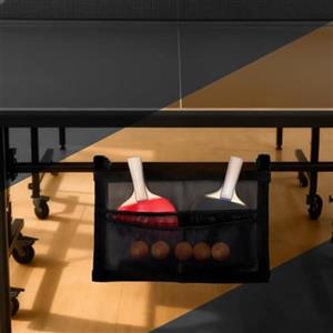 SageFurned Sotto-tavolo per ping-pong e organizer per palline, in rete con cinghie, può contenere 4 racchette e 20+ palline, nero
