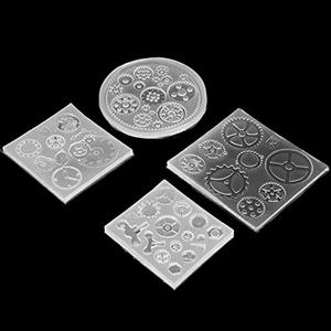 LiebeWH 4Pz Set Stampo In Silicone Forma di Ingranaggio 3D Cioccolato Dadi Stampi per Resina Steampunk Stampi Torta Fondente Ciondolo Gioielli In Resina FAI DA TE