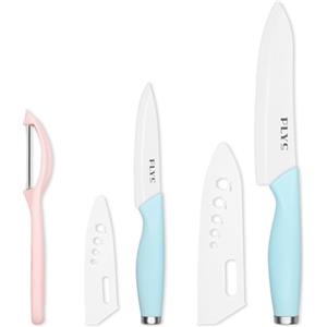 Plys Coltelli in Ceramica da Cucina Set di 3: Coltello Ceramica Cucina da Carne Professionali Manico Blu