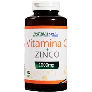 Natural Sprint Vitamina C Alto Dosaggio (1000mg) Vit. C + Zinco - 180 Compresse per 6 Mesi - Made in Italy in Laboratorio Erboristico per Sistema Immunitario, Pelle, Ossa, Unghie, Capelli