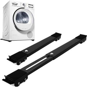 HAOYULUO 2 Pezzi Carrello Lavatrice Con Ruote，regolabile Sposta Mobili Con Ruote，Con gomma antiscivolo Ruote Lavatrice，Adatto per lavatrici, frigoriferi, divani e armadi. Può sopportare 300 kg (Nero)