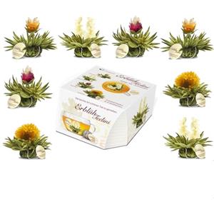 Creano Set di Tè Fiorito "Teelini" in formato di Tazza - 8 Fiori di Tè bianco di 4 Varietà Diverse - Regalo Gourmet, Facile da Preparare, Elegante Presentazione