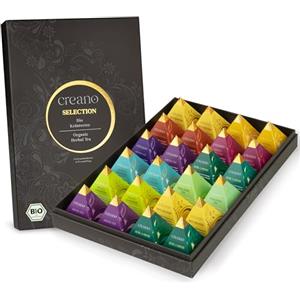 Creano Set Regalo Tisane Biologiche Premium "Organic Herbal Tea" - 24x Piramidi in 9 Varietà | Infusi alle Erbe e Frutta, Confezione Regalo Elegante, 60g